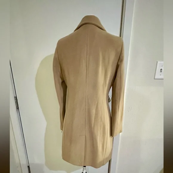 Calvin Klein Wool Polyester Cashmere Blend Tan Camel Coat Jacket - Picture 2 of 16